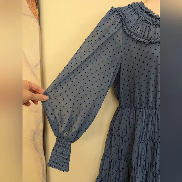 Sandro clip dot ruffled mini dress 38 - Picture 9 of 15